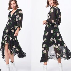 Kooples Allure Ruffled Floral Midi Dress